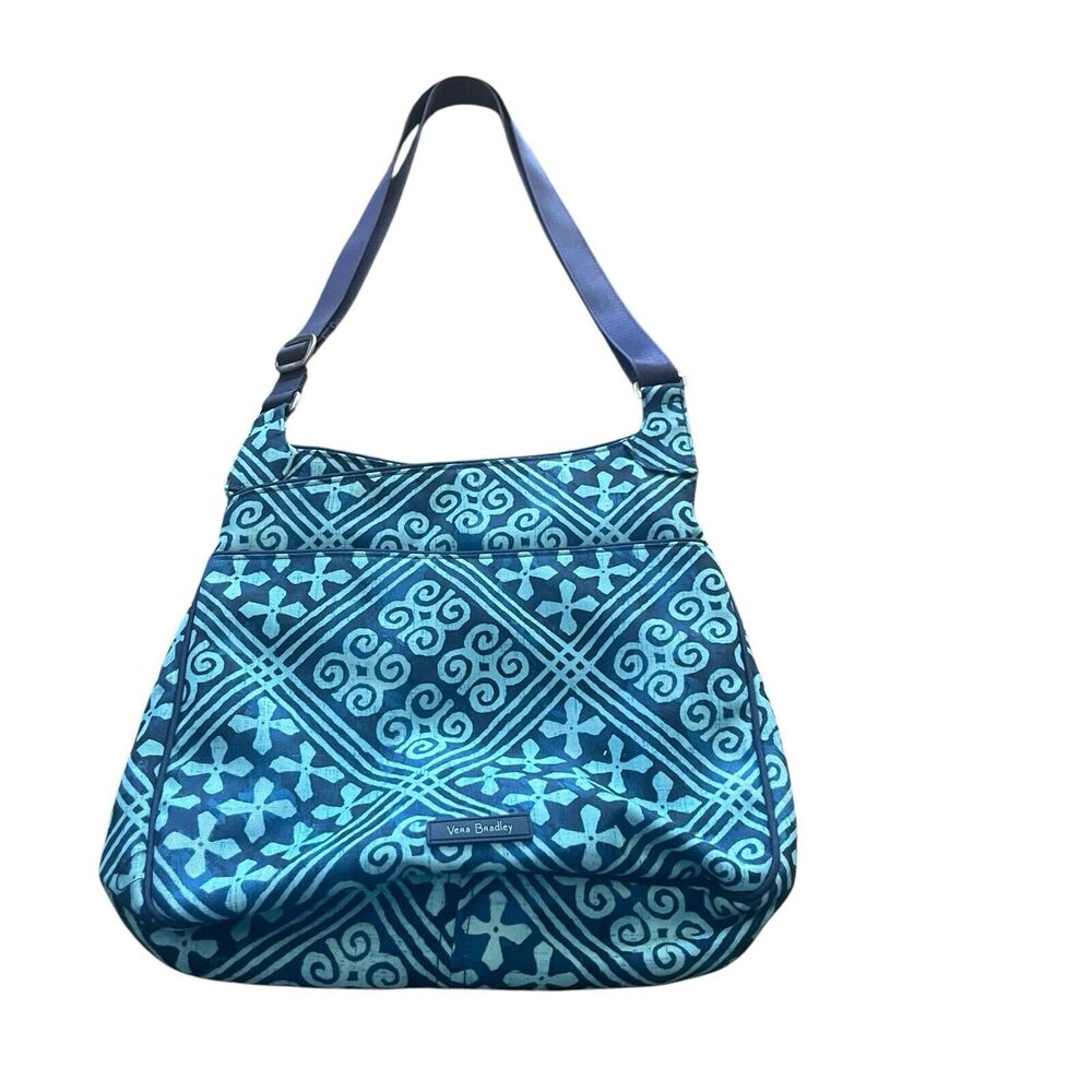 Vera Bradley Y2k Blue Geometric Seatbelt Shoulder Travel Bag Purse‎